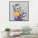 5D DIY Full Drill Diamond Painting Cup Cat Cross Stitch Embroidery Ornament