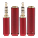 2x 3.5mm 4 Pole Male + Female Repair Headphone Jack Plug Metal Soldering Red
