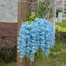 2Pcs Artificial 5-Fork Hanging Vine Simulation Syringa Flower Garland Blue
