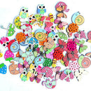 50X Mixed DIY Wooden Popular Scrapbooking Buttons Cartoon Sewing Animal Craf FT