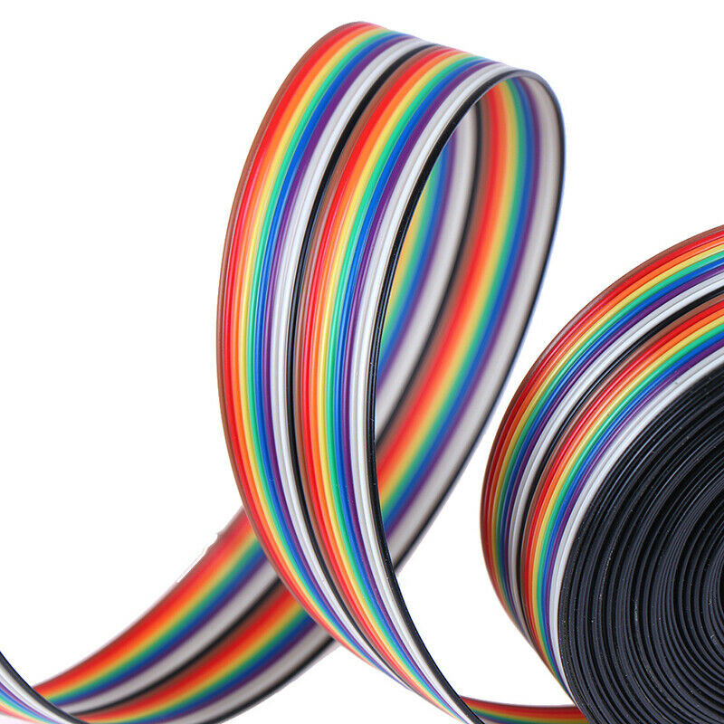 5M 1.27mm 20P Cable Rainbow Flat Line Support Wire Soldered Cable Connector  Gn