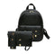 3pcs Women PU Leather Backpack School Bag Shoulder Bag Card Holder(Black)