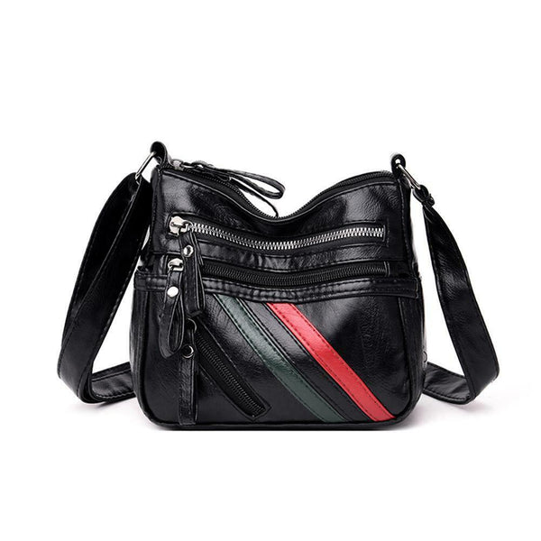 Women Shoulder Bags Leather Multi-pocket Messenger Handbag (Multicolor)