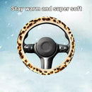 Universal Leopard Print Soft Plush Elastic Car Steering Wheel Cover New G9F C4L2