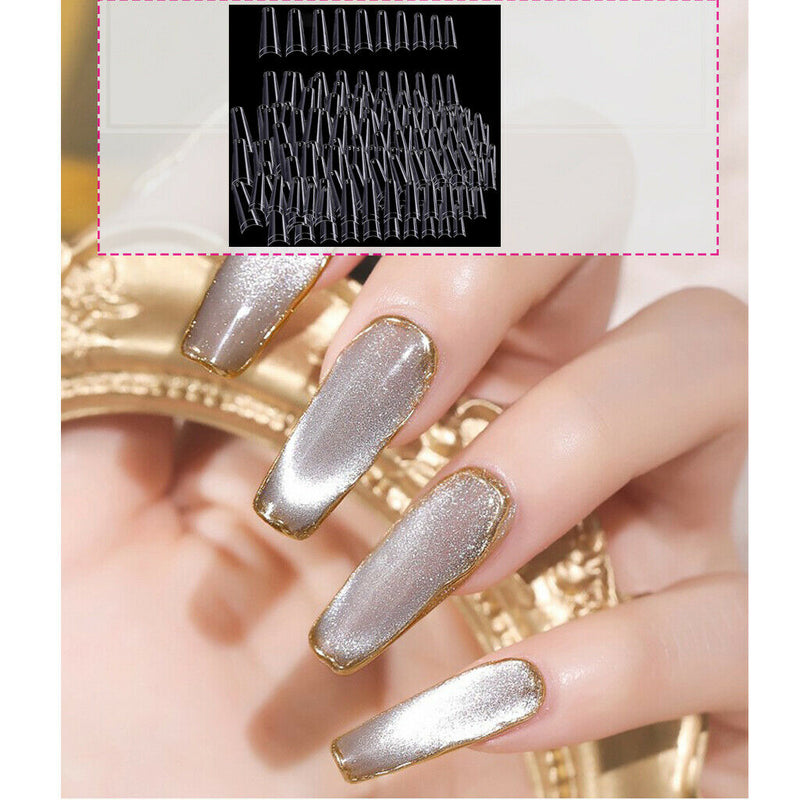 500 C Curve Shape False Nails Nail Tips forManicure Decor - 10 Sizes Clear
