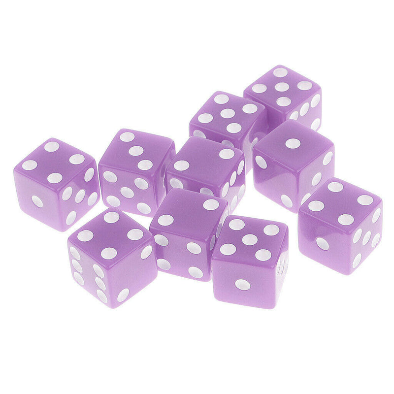 10pcs Plastic Six Sided D6 Dice Digital Dices Kit Party Board Game Dices for