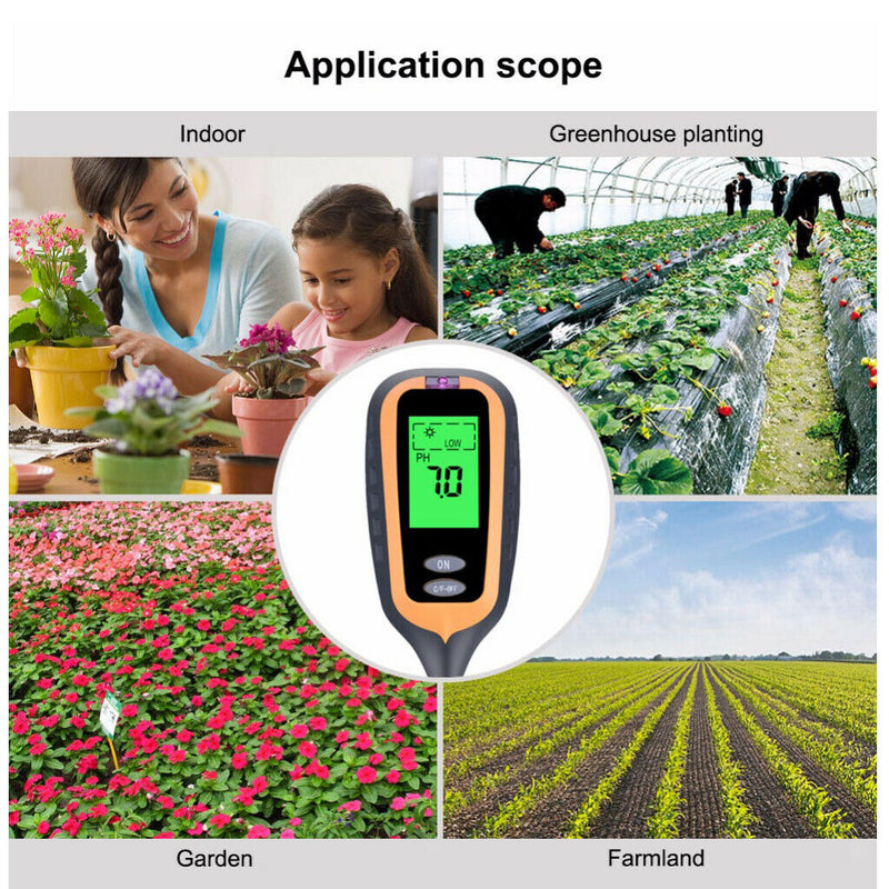 4in1 Soil  Water PH Moisture Light Temp Test Meter Garden Plant Flower