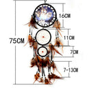 Handmade Wolf Pattern Feather w/ Beads Dream Catcher Wall Hanging Decoration