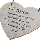 Mum Thanks for all the things you do Wooden Plaque Heart Shape Hanging Signs