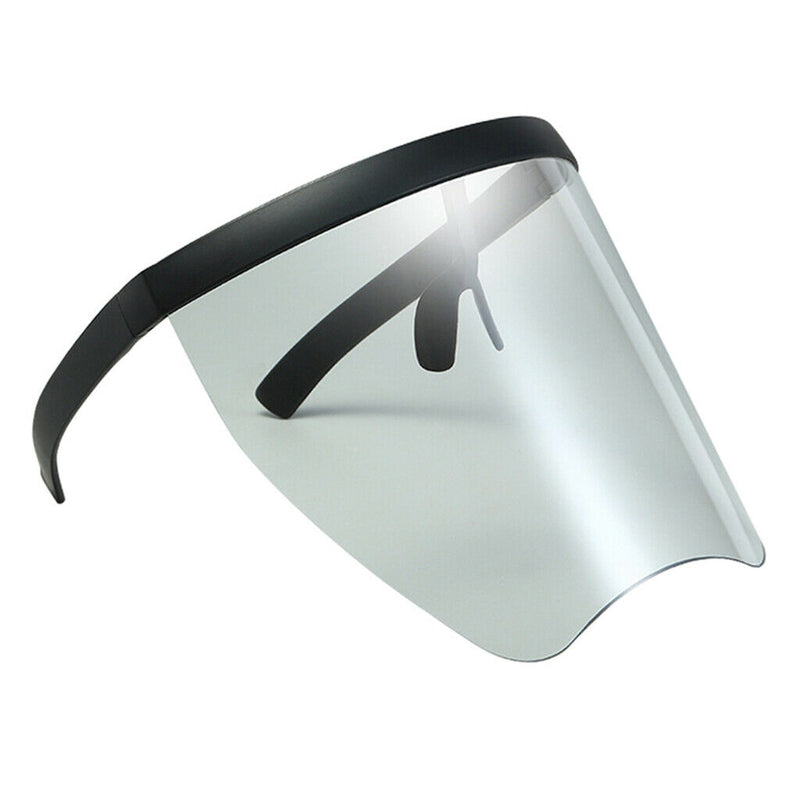 Large Full Face Shield Goggles Clear Lens Sunglasses Flat Top Wrap Visor Black
