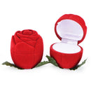 Red Rose Flower Velvet Jewelry Storage Box Engagement Ring Display Case BD3C