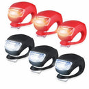 Silicone Light Bike Lamp, 6 pcs LED Bike Light Set (3x LED White & 3x LED r