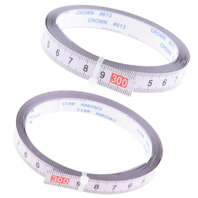 2Pcs/Set Durable Miter Saw Track Tape Measure Backing Metric Steel Ruler 300cm,