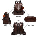 Women Backpack Purse Pu Leather Anti-Theft Casual Satchel Shoulder Bag For