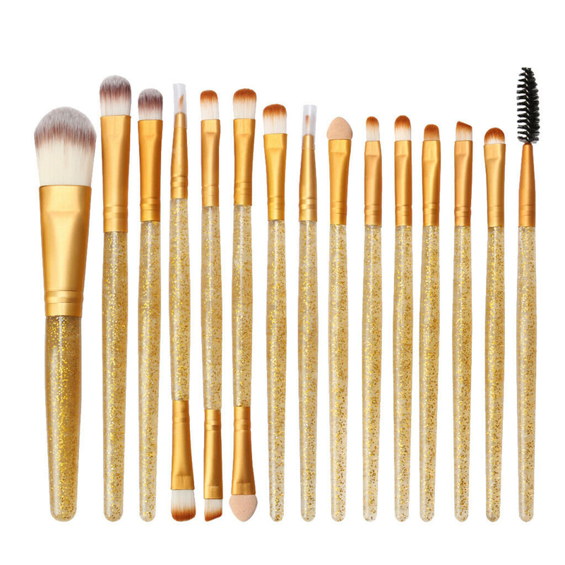 15Pcs Professional Makeup Brushes Set Make up Cosmetic Brush Tools kit Golden