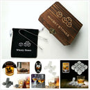 Whiskey Stones with WORDS Wooden Box Whisky Rocks Stones Square Stone Wood  J5C6