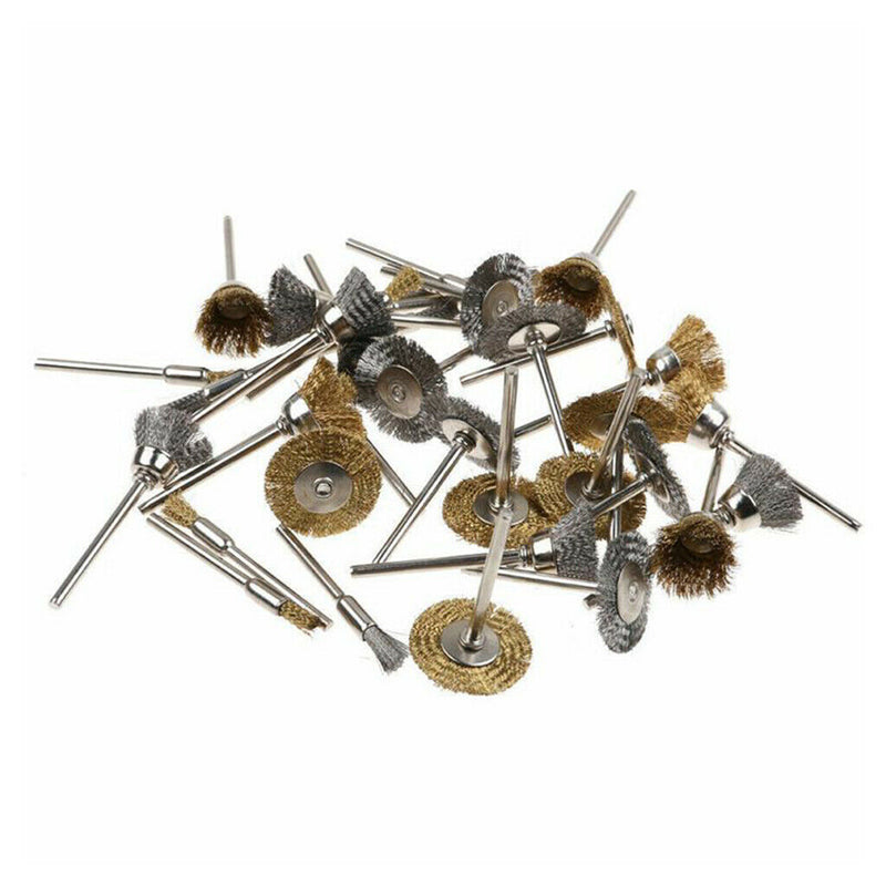 36PC Brass Wire Wheel Brushes Set Kit Accessories for Rotary Tools