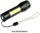 Rechargeable XPE+COB LED Flashlight Torch Outdoor 3 Modes Waterproof Penlight