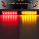 20Pieces 3.8" Amber 6 LED Side Marker Indicator Light Car Vehicles 24V Red