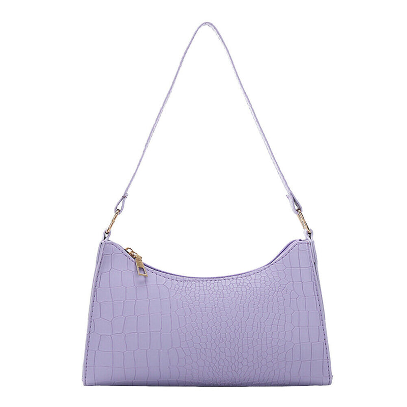 Alligator PU Women Handbag Tote Office Lady Shoulder Underarm Bags (Purple)
