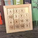 15 Sliding Tiles Math IQ Game Toys Wooden Brain Game for Adults Children