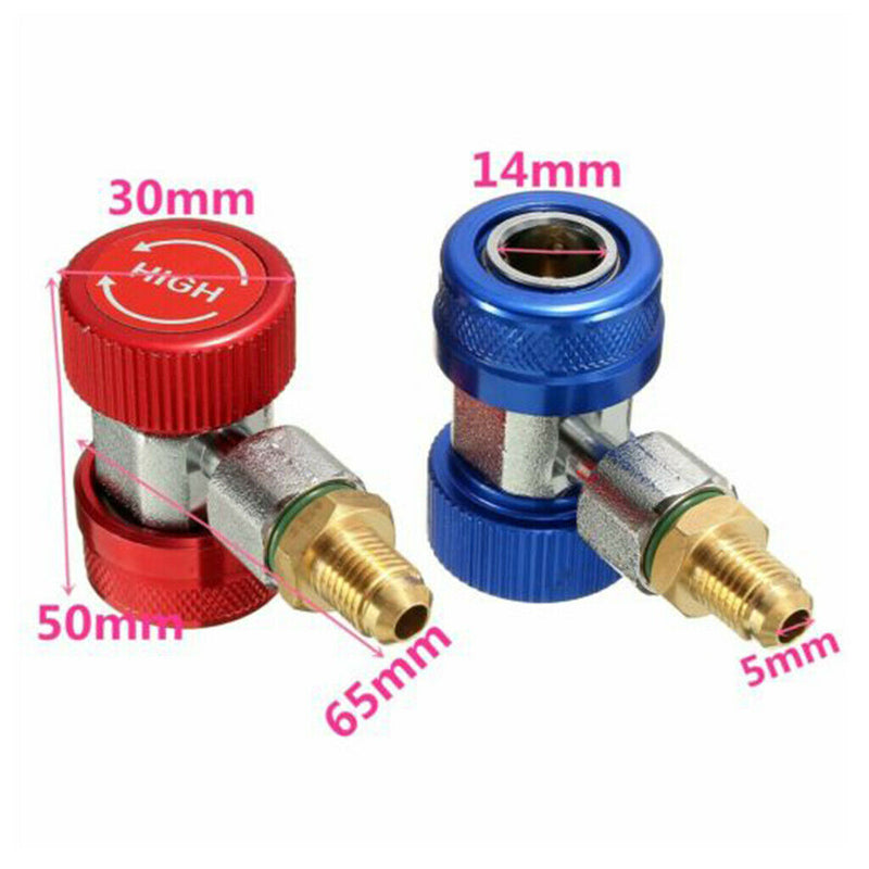 Set Of 2 R134A Quick Coupling Adapter Car Measuring Device With High And Low