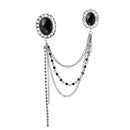 Men's Luxury Fashion Royal Black Tassels Gem Brooch Pin Lapel Party Corsage