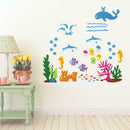 Marine Cartoon Wall Stickers Fish Coral Shark Dolphin Kindergarten Nursery Decor