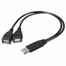 USB 2.0 A Male To 2 Dual USB Female Jack Y Splitter Hub-Power-Cord-Adapter- Z1L8