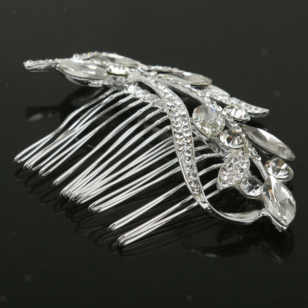 Elegant Leaf Design Rhinestone Hair Comb Wedding Party Bridal Hairdressing