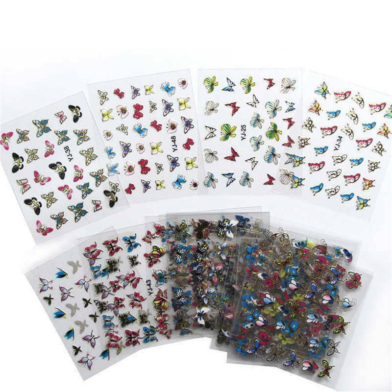 24 Sheet of Butterfly Nail Art Water Transfer Stickers Assorted Butterflies