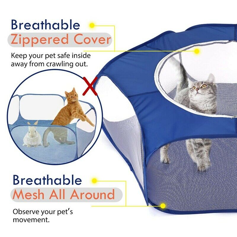 Small Animals Playpen Breathable & Waterproof Small Pet Cage Tent with Zipp A1H5