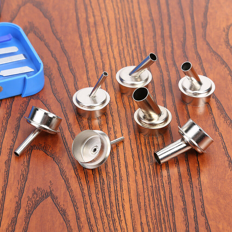 7x 3/4/5/7/8/10/12mm Curved Hot Heat Air Gun Nozzles for 861DW Soldering Station