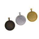20 Round Pendant Tray Base Setting Fit 30mm Cabochon Blank Bezel Frame Cameo