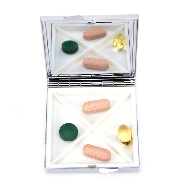 Mini Travel Metal Pill Box Medicine Drug Vitamin Tablet Organizer Container  Gw
