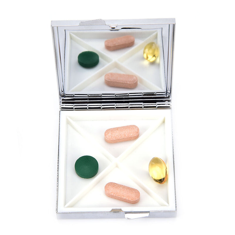 Mini Travel Metal Pill Box Medicine Drug Vitamin Tablet Organizer Container  Gw