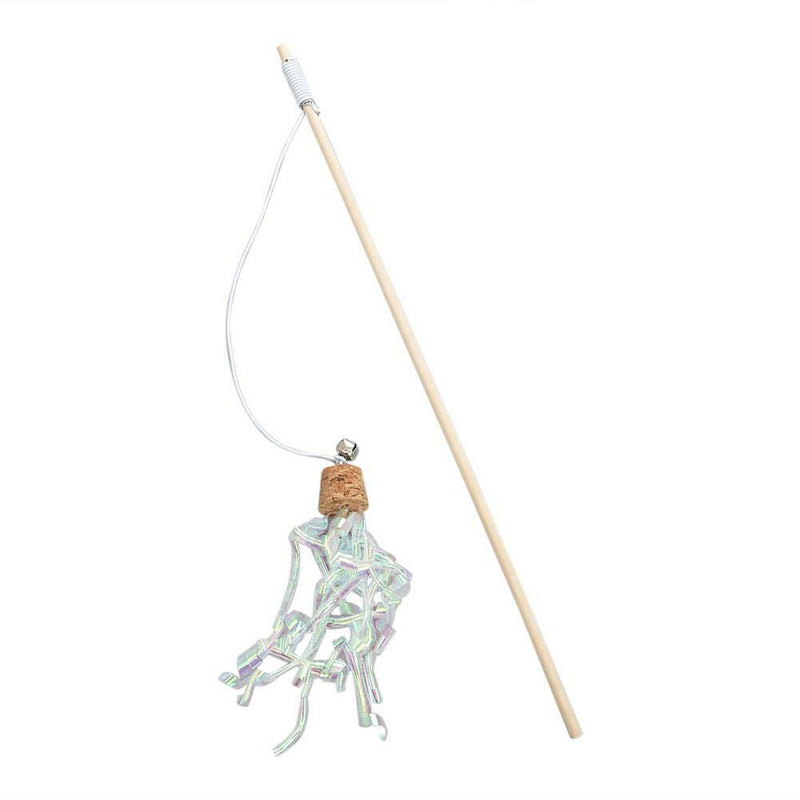 Wood Cat Wand Stick Teasing Pole Ribbon Retractable Head Change Pet Product