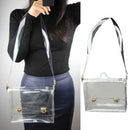 Girls PVC Transparent Clear Clutch Bag Chain Tote Jelly Bag Shoulder Handbag