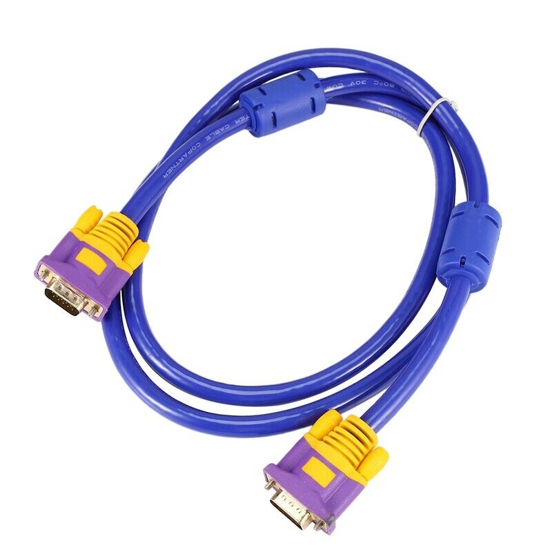 1.5M VGA Cable Male to Male 3+9  Fully Wired 15PIN for LCD CRT PROJECTOR  H4E2