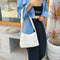 Women Simple Underarm Handbag Daisy Flower Portable Shoulder Bags (White)