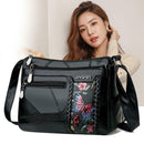 Women Elegant Flower Printed Shoulder Bag Fashion Leather Crossbody Handbag