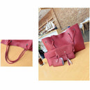 4Pcs Women Handbags Purse Shoulder Bags Casual Tassel Tote Bags(Red)