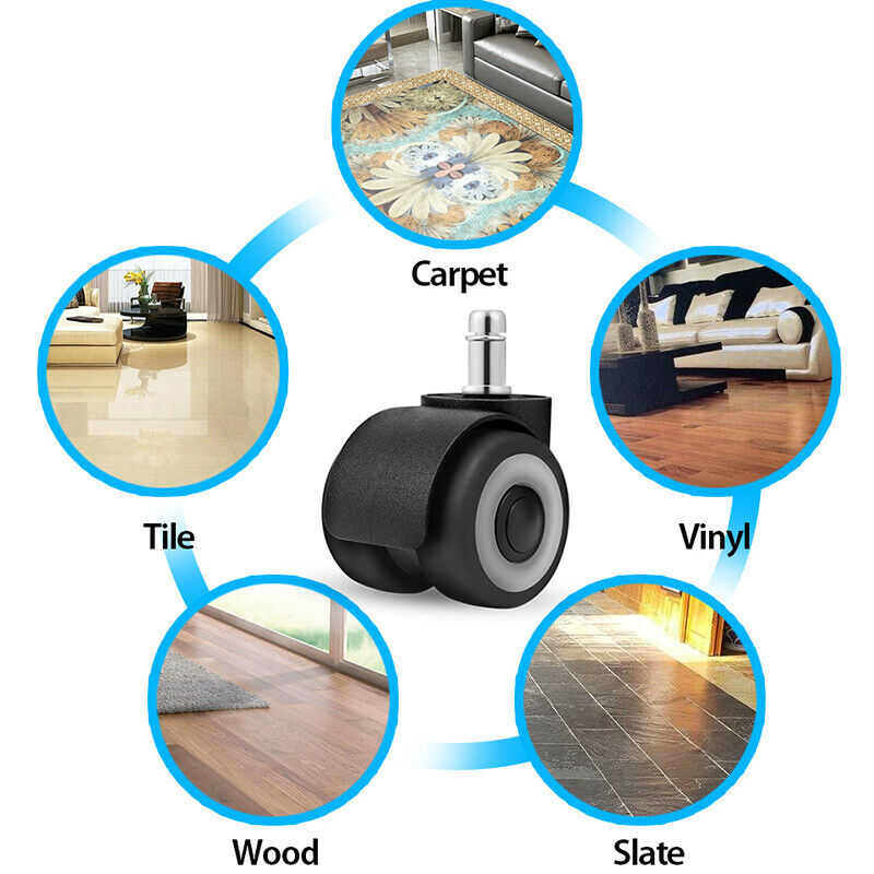 2"Universal Mute Chair Wheel Office Chair Caster Replacement Casters RubberB Ew