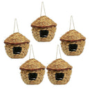 5pcs Handwoven Straw Bird Nest Creative Decoration for Windowsill, Garden, Tree,