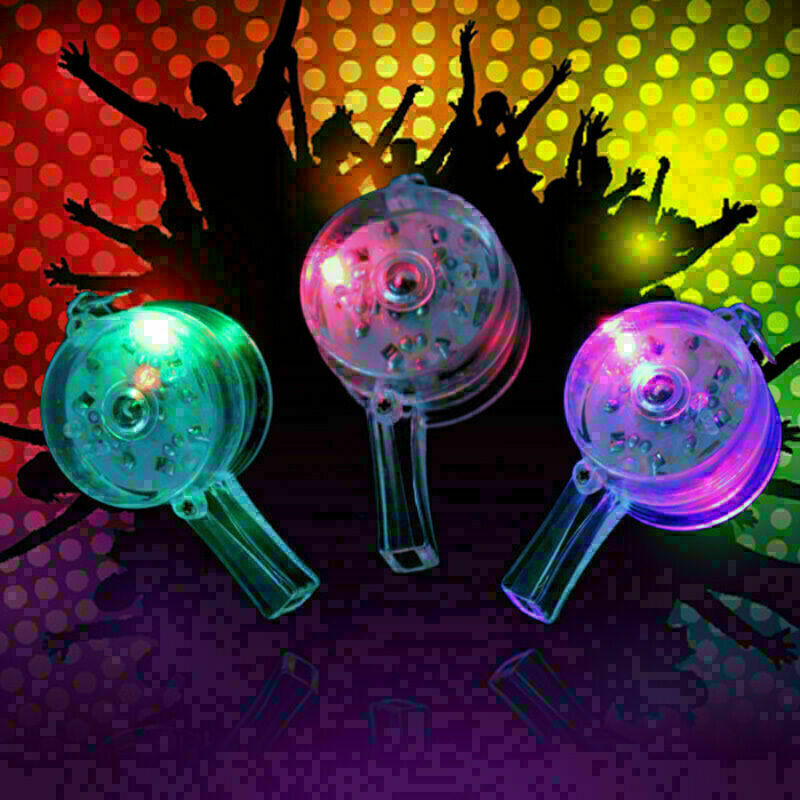 Flashing Whistle  Colour Lanyard LED Light Up Fun In the Dark Party Rave H1 I5T3