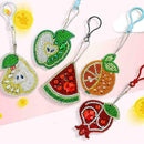 5pcs Fruits Key Strap Charm Ring Keyring Food Sample Pear Orange Gift