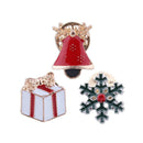 3pcs Christmas Brooch Lot Lapel Pin Xmas Gift Box Crystal Xmas Decorations
