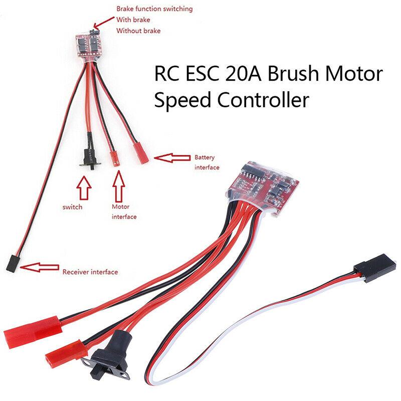 1Pc RC ESC 20A Brush Motor Speed Controller with Brake for RC Car Boat TankJ Gw