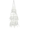 Double Circle White Feather Dream Catcher With Mobile Led Fairy Lights Wall