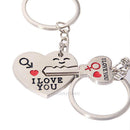 2pcs Zinc Alloy Heart I Love You Letter Key Chain Ring Valentine's Day Gifts